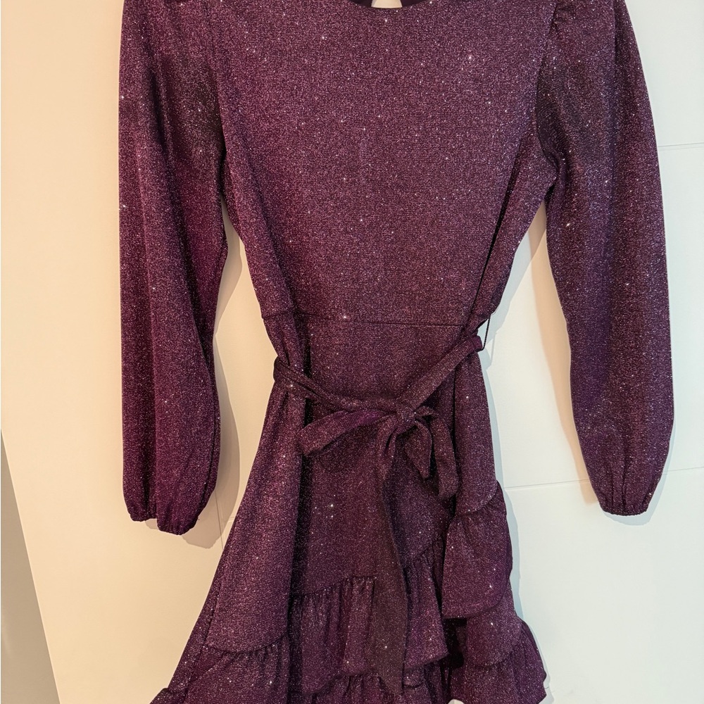 Zunie Purple Wrap Ruffled Cocktail Dress